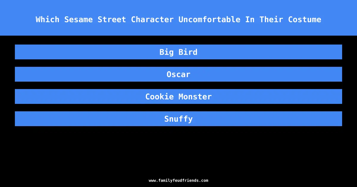 Which Sesame Street Character Uncomfortable In Their Costume answer
