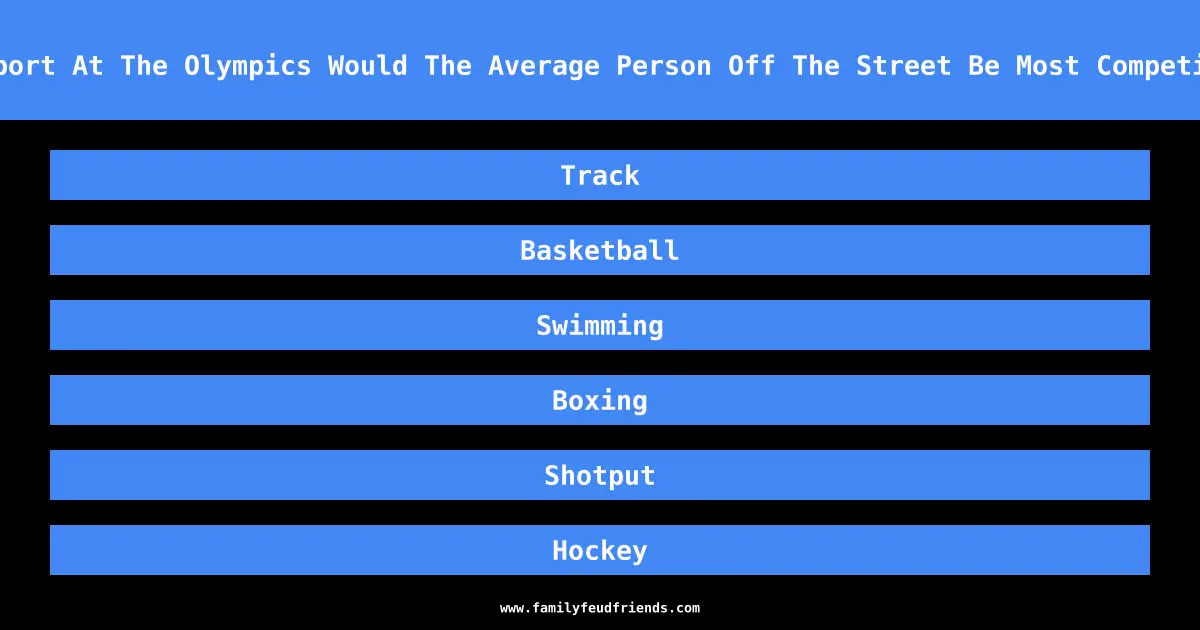 Which Sport At The Olympics Would The Average Person Off The Street Be Most Competitive At answer