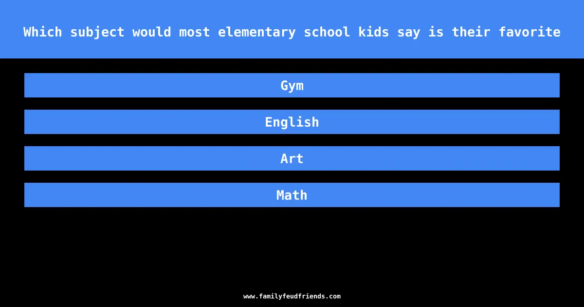 Which subject would most elementary school kids say is their favorite answer