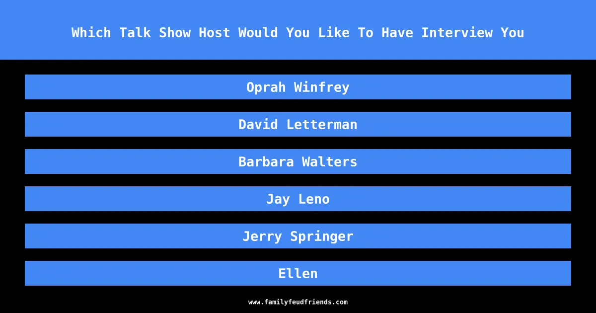 Which Talk Show Host Would You Like To Have Interview You answer