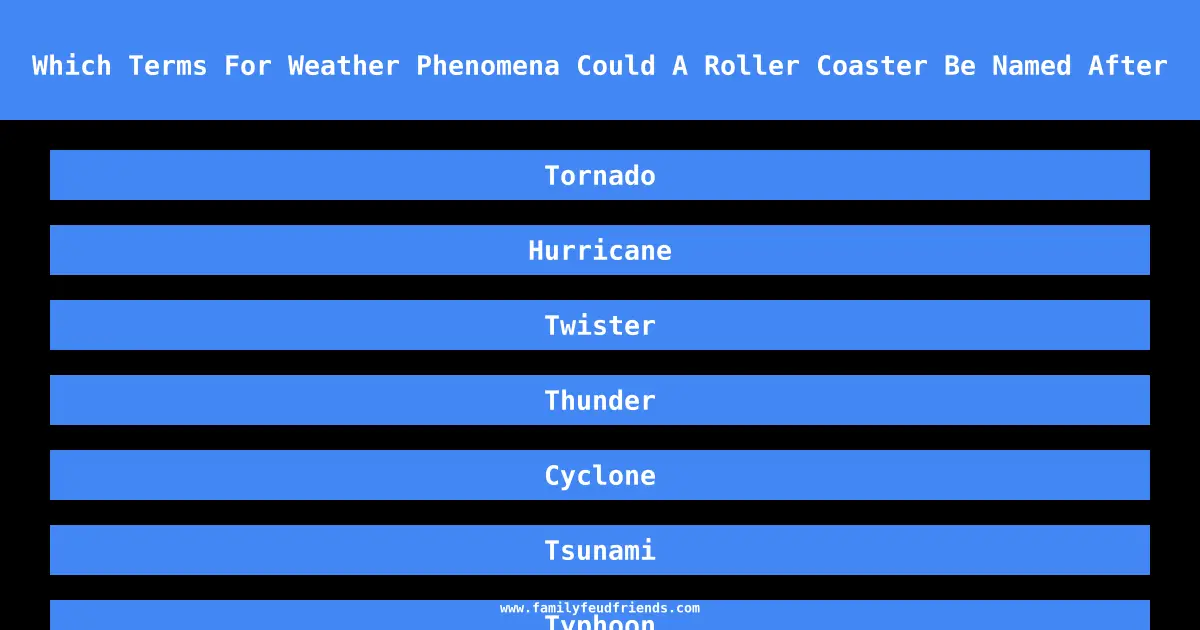 Which Terms For Weather Phenomena Could A Roller Coaster Be Named After answer