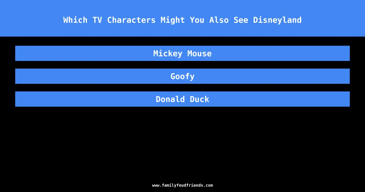 Which TV Characters Might You Also See Disneyland answer