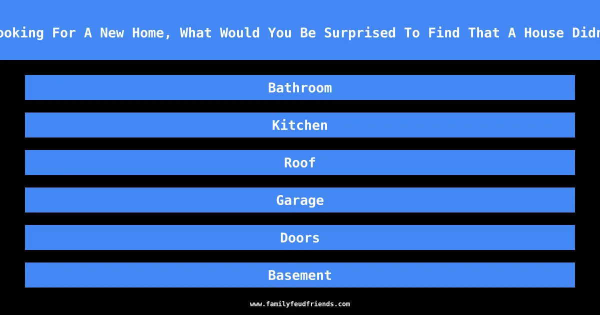 While Looking For A New Home, What Would You Be Surprised To Find That A House Didn’t Have answer