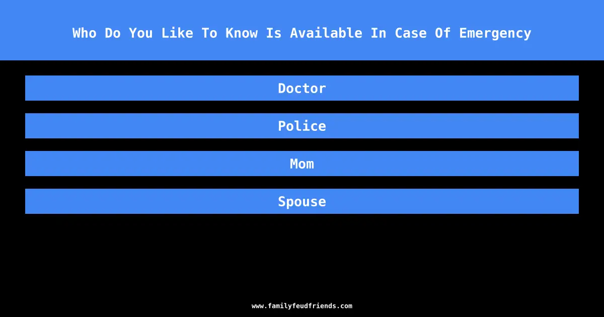 Who Do You Like To Know Is Available In Case Of Emergency answer