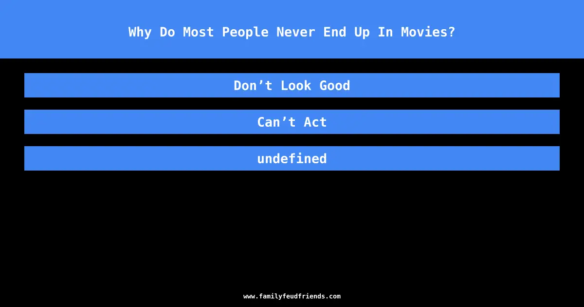 Why Do Most People Never End Up In Movies? answer