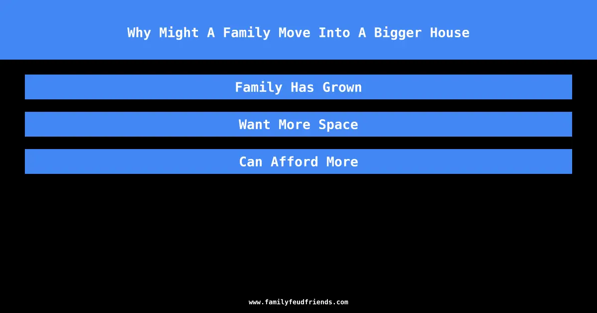 Why Might A Family Move Into A Bigger House answer