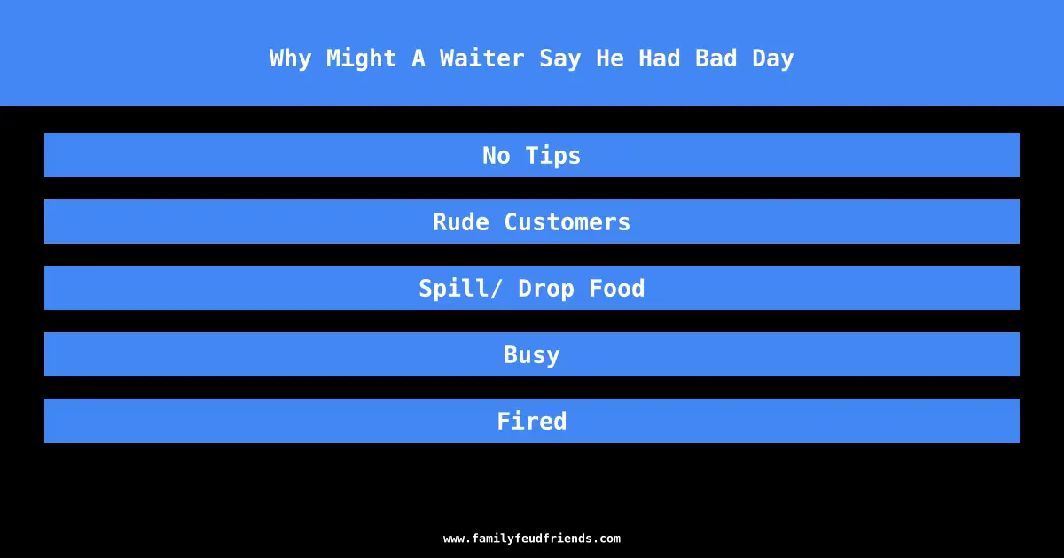 Why Might A Waiter Say He Had Bad Day answer