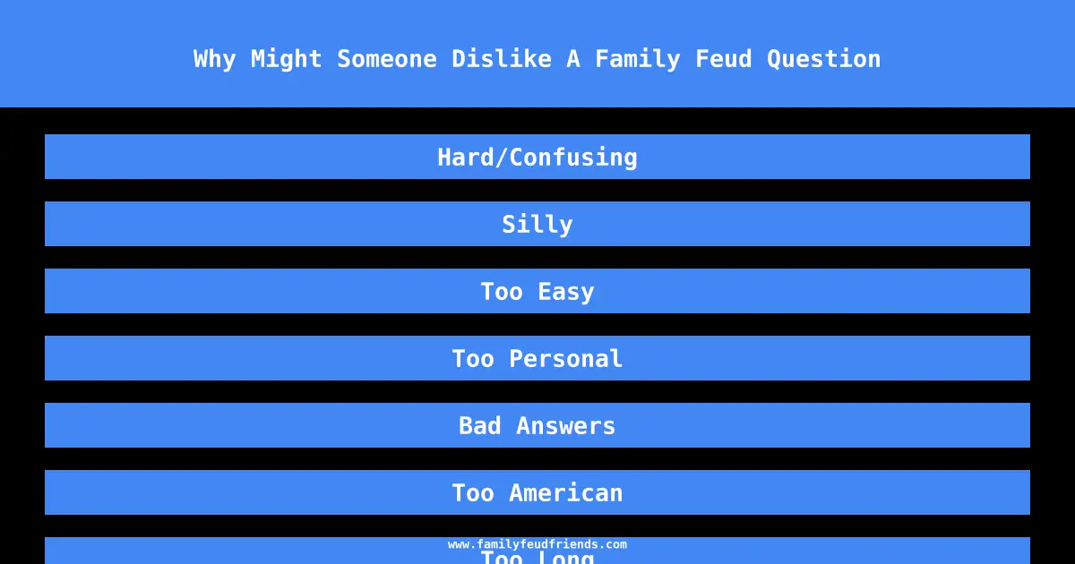 Why Might Someone Dislike A Family Feud Question answer