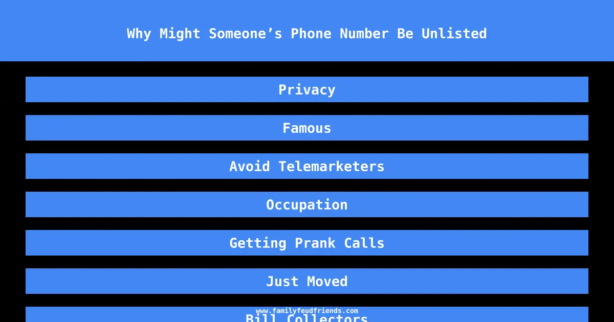 Why Might Someone’s Phone Number Be Unlisted answer