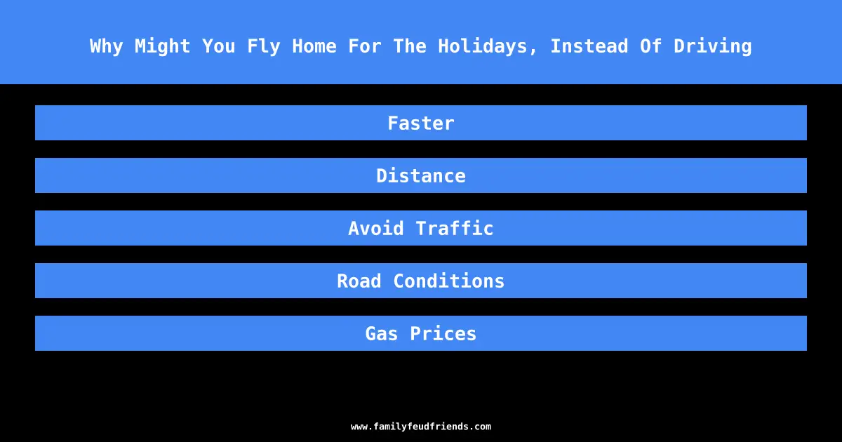 Why Might You Fly Home For The Holidays, Instead Of Driving answer