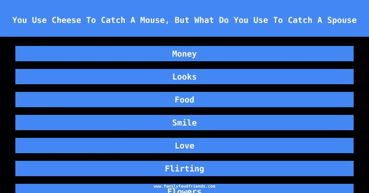 You Use Cheese To Catch A Mouse, But What Do You Use To Catch A Spouse answer